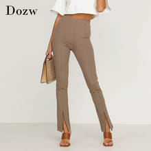 Women Fashion Stretch Pencil Pants 2020 High Waist Chic Split Trousers Solid Casual Long Pants Bottoms Pantalones Mujer 2024 - buy cheap