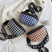 Fashion Knitted Plaid Pattern Design Shoulder Bags Vintage Women Waist Packs Zipper Belt Purse Portable Chest Crossbody Handbag 2024 - buy cheap