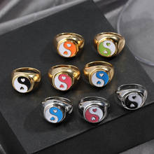 2021 Fashion Multicolor Heart Geometric Rings for Women Girls New Design Bagua Yin Yang Tai Chi Rings Korean Party Jewelry Gift 2024 - buy cheap