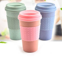 1Pcs Eco-friendly Coffee Tea Cup Wheat Straw Travel Water Drink Mug with Silicone Lid Drinking Mugs 2024 - buy cheap