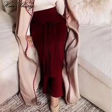 Long Muslim Skirts 2019 Women Summer High Waist Knot Long Belt Elegant Pencil Skirt Ladies Slim Bodycon Office Skirts 2024 - buy cheap