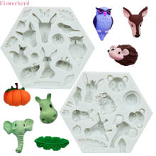 Molde de silicona para Fondant de animales del bosque, elefante, jirafa, León, mono, conejo, pastel, molde de Chocolate, jabón, herramientas de decoración de pasteles 2024 - compra barato