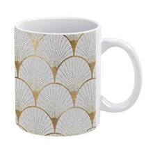 Art Déco-taza blanca para Fans de Polkadot dorado, tazas de cerámica divertidas de 11oz para café, té y leche, el gran Gatsby, lunares y lunares 2024 - compra barato