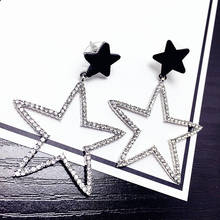 Brincos coreano moda jóias exageradas dupla camada oco zircon estrela brincos para mulher oorbellen brincos de declaração 2024 - compre barato