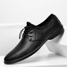 Designer de estilo italiano de couro genuíno, sapatos masculinos oxford, com cadarço, para festa, casamento, escritório, sapatos formais pretos o4 2024 - compre barato