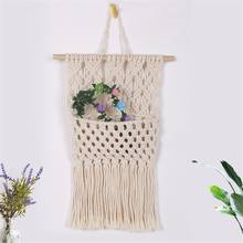 Boho Hanging Basket Woven Pocket Macrame Wall Hanging Tapestry Bohemian Room Decoration Nordic Style Home Dorm Decor 2024 - buy cheap