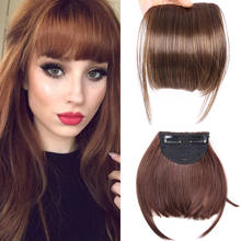 AliLeader Synthetic Neat Front Fringe Clip On Bangs Hairpiece Black Brown Blonde Natural Soft Bang Hair Extensions for Women 2024 - buy cheap