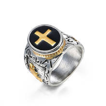 Hot Sale Size 7-15 Vintage Silver Gold Black Two-Tone Holy Cross Signet Ring Prayer Christian Jesus Religious Cocktail Valentine 2024 - buy cheap