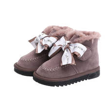CNFSNJ-zapatos de invierno para niños, botas de nieve a la moda, zapatos de piel auténtica para bebé, botas cortas de mariposa de marca, 2020 2024 - compra barato
