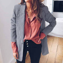 Vintage Women Autumn Casual Long Sleeve Blazer Jacket Lapel V neck Tops Plaid Coat Slim Outwear Blazers 2024 - buy cheap