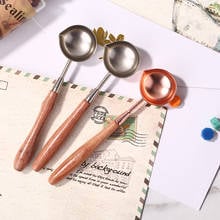 Vintage Sealing Wax Spoon Wooden Handle Seal Stamp Wax Bead Tablet Melting Burning Spoons for Scrapbooking Decorative Craft 2024 - buy cheap