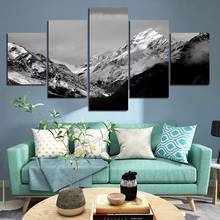 Black And White Landscape Posters Snow Mountain Canvas Painting  5 Panel Living Room Home Decoration Wall Art Pictures 2024 - buy cheap