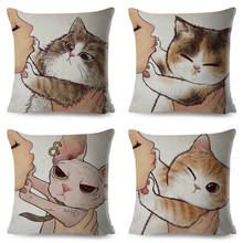 BV01091 Funny ove Kiss Cute Cat Pillows Cases for Sofa Home Car Cushion Cover Pillow Covers Decor  45x45cm 2024 - buy cheap