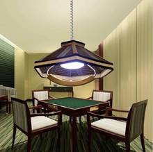 New Chinese restaurant chandelier hand-woven mahjong tables, chess and cards lounge bamboo telescopic lifting Chandelier 2024 - buy cheap