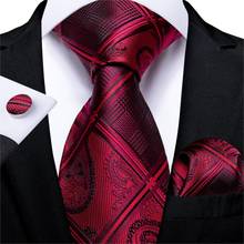 Corbata de seda sólida para hombre, conjunto de corbata de boda de color vino tinto de calidad, pañuelo, gemelos, regalo de negocios, MJ-7325 de nuevo diseño DiBanGu 2024 - compra barato