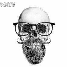 Volkrays Funny Car Sticker Skull Mustache Beard Glasses Accessories Waterproof Cover Scratches Sunscreen Vinyl Decal,14cm*10cm 2024 - buy cheap