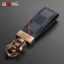 QOONG  New Alloy Leather Men Women Keychain Bag Pendant Elegant Business Car Horseshoe Buckle Key Chain Ring Holder Jewelry S70 2024 - buy cheap