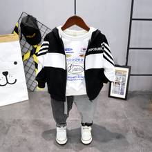 Conjunto de ropa para niños y bebés, chaqueta con capucha, camiseta y pantalones de 3 piezas, conjuntos de ropa de algodón para niños de 2 a 7 años, Primavera 2024 - compra barato