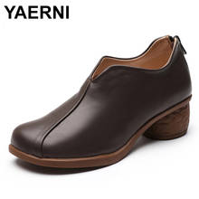 YAERNI Retro Stitching Delicate Embossed Flower Genuine Leather Slip On Pumps Casual Shoes Women Shoes Botas Mujer 2020 2024 - buy cheap