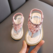 Летние шлепанцы для девочек, римские сандалии, детская обувь для начинающих ходить детей, летняя обувь со стразами 2024 - купить недорого
