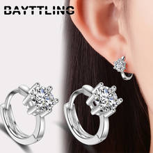 BAYTTLING Silver Color Luxury Round Zircon Mini Stud Earrings For Women All-match Fashion Wedding Party Gift Jewelry 2024 - buy cheap