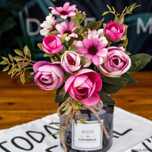 Flor de seda rosa de té falso de otoño, flor de plástico artificial de Gerbera para boda, accesorios para el hogar, decoración de la habitación 2024 - compra barato