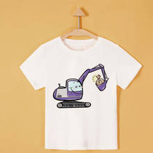 Summer Short Sleeve Cartoon Kids T Shirt For Boys Excavator Cute Kids Clothes Girls Car Design Round Neck White Children Clothes 2024 - buy cheap