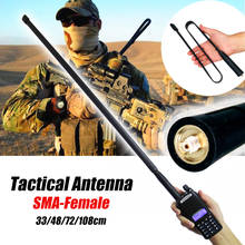 Antena tática dobrável, 33/48/72/108cm, banda dupla sma-fêmea, vhf, uhf, para walkie talkie 2024 - compre barato