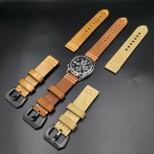 Correa de cuero de vaca, correa de reloj Vintage hecha a mano, 22mm, 24mm, para pulsera de reloj Panerai 2024 - compra barato