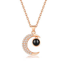 Rose Gold Moon Necklace Women Jewelry Silvery Chain Crystal Necklace 100 Languages Love You Projection Pendant Choker Necklaces 2024 - buy cheap