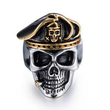 Fashion Domineering Smoking Navy Skull Biker Mens Ring Vintage Punk Rock Pirate Skeleton Biking Rings for Men Hip Hop Jewelry 2024 - buy cheap
