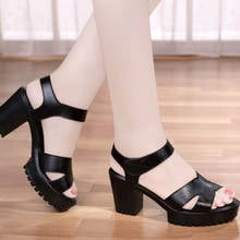 EAGSITY Black square heel Sandals for wmoen high heel platform sandals Open Toe Ankle Strap comfortable casual shoes women 2024 - buy cheap