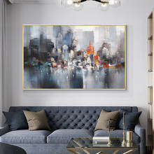 Handmade Oil Painting On Canvas Abstract City Buildings Hand Painted Wall Art Pictures Office Home Interior Decoration Paintings 2024 - buy cheap