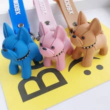 Aesthetic Multicolor Resin Silicone Cute French Fighting Dog Car Cartoon Female Keychain Creative Lady Bag Pendant Set 2024 - buy cheap