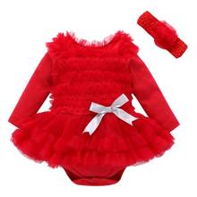 Christmas Newborn Baby Girl Ruffles Red pink purple Tutu Skirted Romper Jumpsuit Headband Girls 2PCS Xmas Clothes 2024 - buy cheap