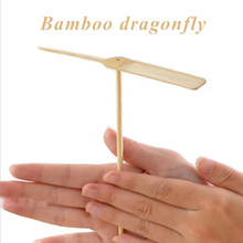 1pcWooden bamboo dragonfly bamboo pull flying saucer balance bird hand rub trumpet non-luminous student aircraft children's toys 2024 - buy cheap