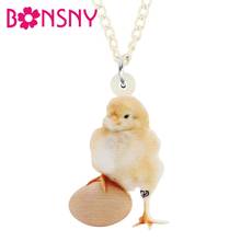 Bonsny Acrylic Eggs Chick Chicken Necklace Choker Lovely Farm Animal Pendant Jewelry For Women Kid Girl Novelty Gifts Decoration 2024 - buy cheap