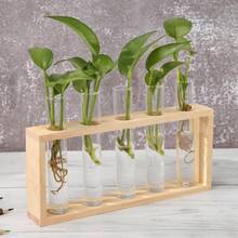 Transparent Glass Vase Wood Frame Iron Art Terrarium Bonsai Table Ornaments Vase Planter Terrarium Table Desktop Decoration 1Pcs 2024 - buy cheap