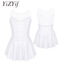 YiZYiF детское прозрачное Lyrical танцевальное платье для девочек, блестящее Тюлевое платье для фигурного катания на коньках, ледяной балет, танцевальное трико, платье 2024 - купить недорого