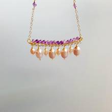 Lii Ji-Cadena de plata de ley 9K-GF con amatista auténtica, collar hecho a mano con amatista, rosa, púrpura, Perla de agua dulce, delicados, 40cm + 5cm 2024 - compra barato