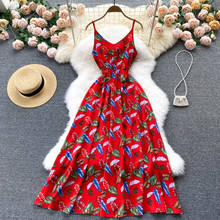 Teeuiear Boho slim V Neck Floral Print Summer maxi long Dress spaghetti strap party dress Women Casual Beach Holiday tunic Dress 2024 - buy cheap