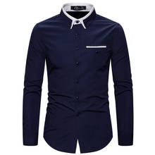 2021 New Fashion Cotton Long Sleeve Shirt Solid Slim Fit Male Social Casual Business White Black Dress Shirt 5XL 2024 - buy cheap