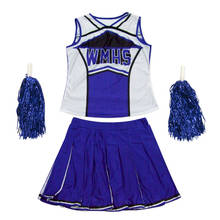 Cheerleader cosplay traje de dança trajes para meninas saias superiores saia plissada vermelho azul anime uniforme escolar jazz futebol outfit 2024 - compre barato