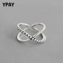 YPAY 100% Pure 925 Sterling Silver Open Rings for Women Korea Do the Old Vintage X Cross Finger Ring Fine Jewelry Gifts YMR1018 2024 - buy cheap