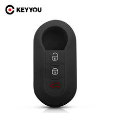 KEYYOU-funda de silicona para llave del coche, accesorio para Fiat 500, Panda, apodado Grande Punto Stilo 500x Ducato Remote, Auto Flip, llavero 2024 - compra barato