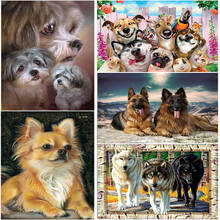 Pintura de diamante 5D DIY de perro, mosaico de diamantes redondos completos, bordado de animales, Kits de punto de cruz de diamantes de imitación, arte de pared, decoración del hogar 2024 - compra barato