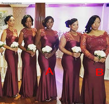 2019 Summer Spring Bridesmaid Dress Burgundy African Nigerian Country Garden Wedding Party Guest Maid of Honor Gown Plus Size 2024 - buy cheap