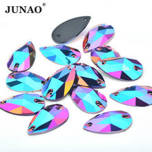 JUNAO 17x28mm Glitter Purple AB Big Drop Rhinestones Flatback Resin Strass Applique Sewing Crystal Diamond For Clothes Crafts 2024 - buy cheap
