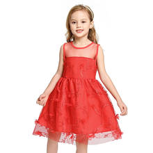 Appliques Ball Gown Girls Party Wedding Dress Child Sumer Sleeveless Clothing Elegant Frocks Red Yellow Princess Dress Vestidos 2024 - buy cheap