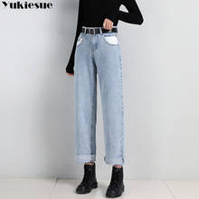 Джинсы в винтажном стиле женская обувь с эластичной резинкой на талии высокого wais винтажные джинсовые штаны джинсы для женщин в стиле бойфренд мыть хлопок 2021 размера плюс S-5XL 2024 - купить недорого
